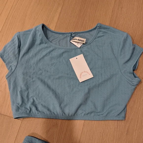 Three Piece Dusty Teal\Blue Bikini Set - Picture 4 of 13